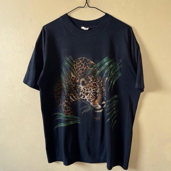 Other - Vintage Single Stitch Leopard In Brush Harlequin Animal Big Print Nature Tee
